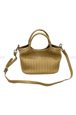 Korean Style Woven Soft Leather Vegetable Basket Handbag - Fashionable Crossbody Tote Bag for Trendy Looks
