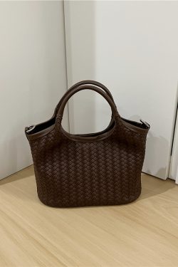 Korean Style Woven Soft Leather Vegetable Basket Handbag - Fashionable Crossbody Tote Bag for Trendy Looks