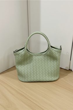 Korean Style Woven Soft Leather Vegetable Basket Handbag - Fashionable Crossbody Tote Bag for Trendy Looks