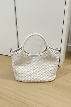 Korean Style Woven Soft Leather Vegetable Basket Handbag - Fashionable Crossbody Tote Bag for Trendy Looks