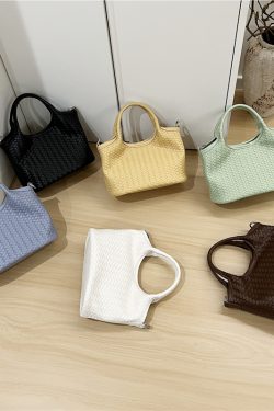 Korean Style Woven Soft Leather Vegetable Basket Handbag - Fashionable Crossbody Tote Bag for Trendy Looks