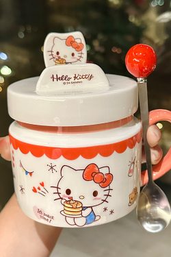 Kuromi Ceramic Mug with Lid - Cute High-Value Home & Office Coffee Cup for Girls - Kawaii Style Drinkware