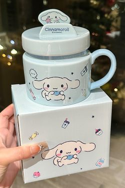 Kuromi Ceramic Mug with Lid - Cute High-Value Home & Office Coffee Cup for Girls - Kawaii Style Drinkware