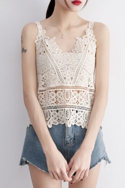 Lace Crochet Hollow-Out Bohemian Summer Beach Tank Top for Women - Perfect Vacation Cover-Up