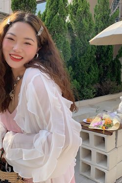 Lace Edge Chiffon Cardigan for Women - Sheer Plus Size Sun Protection Top, Thin and Airy for Spring and Summer Fashion