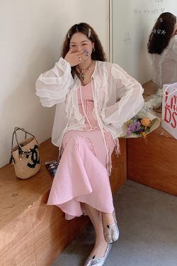 Lace Edge Chiffon Cardigan for Women - Sheer Plus Size Sun Protection Top, Thin and Airy for Spring and Summer Fashion