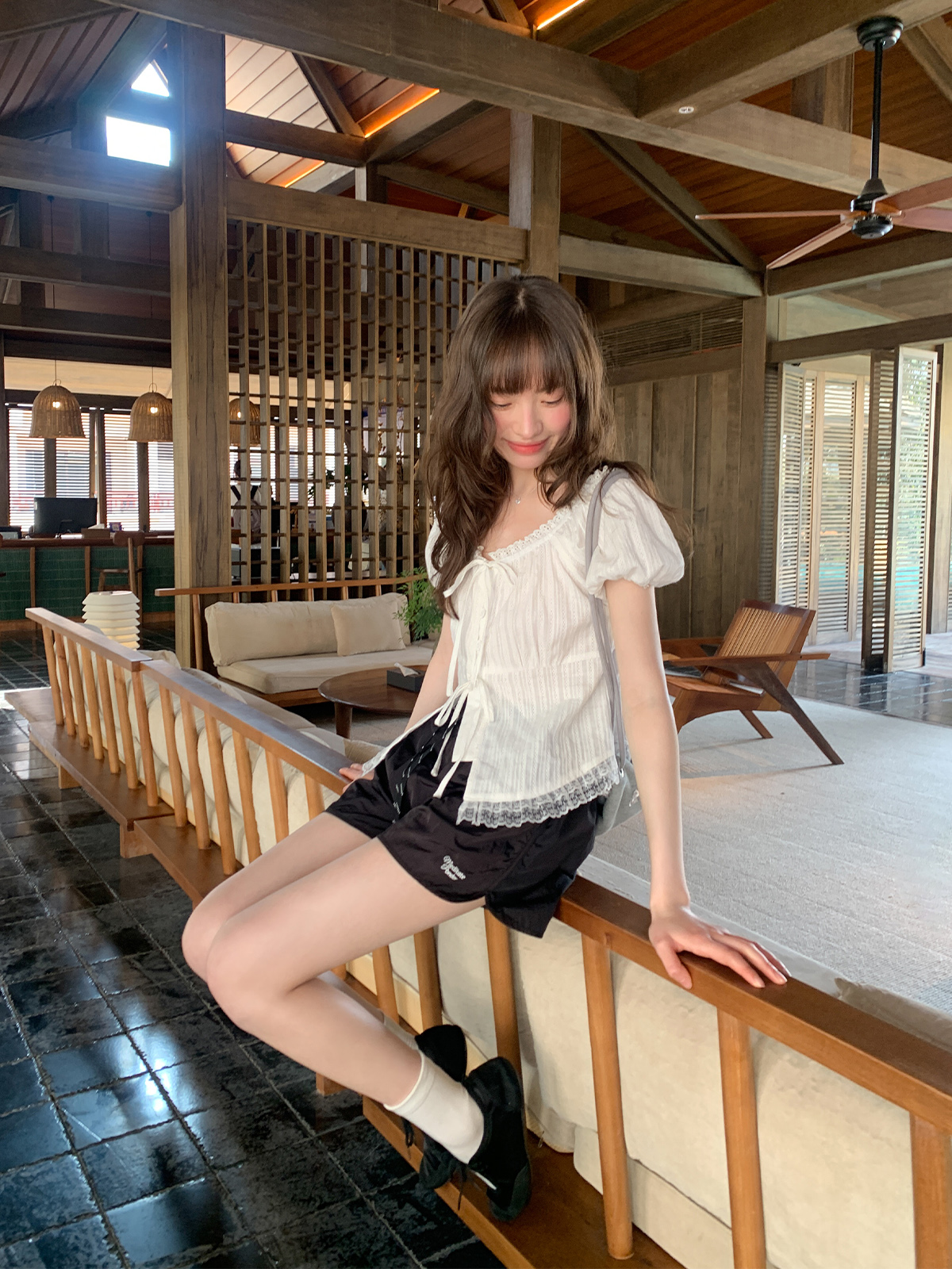 Lace Edge Tie Short-Sleeve Shirt for Women, Sweet Wind Summer Top, Exquisite Blouse, Stylish Summer Fashion, Y2K Inspired Lace Edge Tie Short-Sleeve Shirt for Women, Sweet Wind Summer Top, Exquisite Blouse, Stylish Summer Fashion, Y2K Inspired