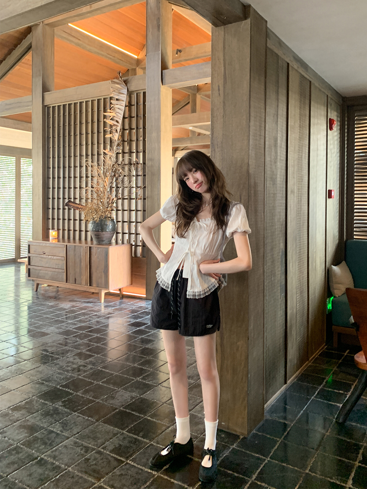 Lace Edge Tie Short-Sleeve Shirt for Women, Sweet Wind Summer Top, Exquisite Blouse, Stylish Summer Fashion, Y2K Inspired Lace Edge Tie Short-Sleeve Shirt for Women, Sweet Wind Summer Top, Exquisite Blouse, Stylish Summer Fashion, Y2K Inspired