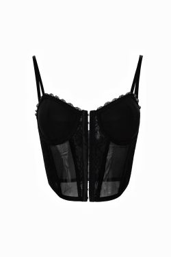 Lace Fishbone Corset Top with Straps for Layering - Y2K Style Fashion Must-Have for Outfits