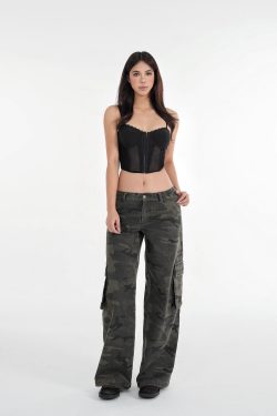 Lace Fishbone Corset Top with Straps for Layering - Y2K Style Fashion Must-Have for Outfits