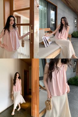 Lace Flower Bud Neck Hanging Vest for Women - Stylish Summer 2025 Top, Age-Reducing Design, Perfect for Y2K and Korean Style