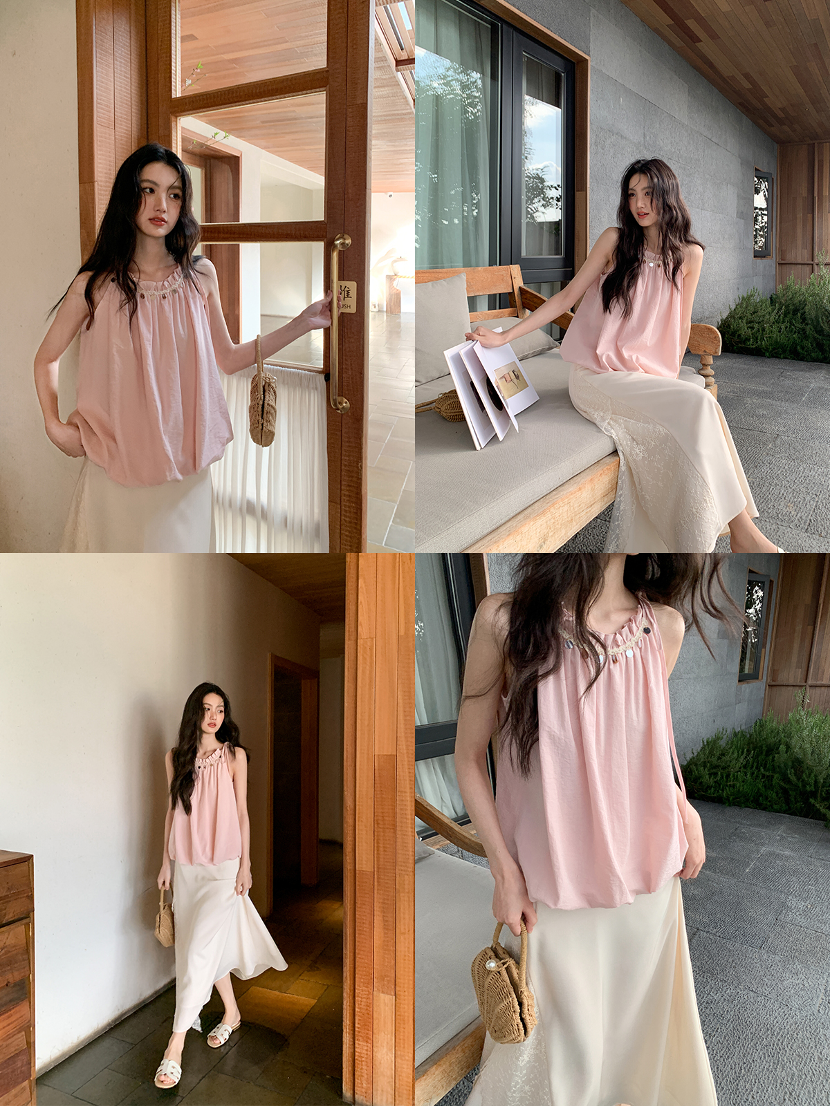 Lace Flower Bud Neck Hanging Vest for Women - Stylish Summer 2025 Top, Age-Reducing Design, Perfect for Y2K and Korean Style Lace Flower Bud Neck Hanging Vest for Women - Stylish Summer 2025 Top, Age-Reducing Design, Perfect for Y2K and Korean Style