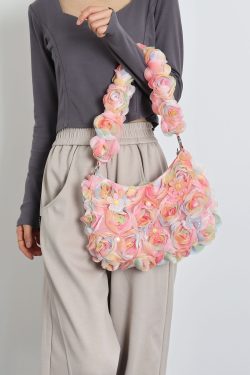 Lace Flower Underarm Bag - Pink Fairy Romantic Crossbody Bag for Spring/Summer, Sweet Girl Aesthetic, Niche Design