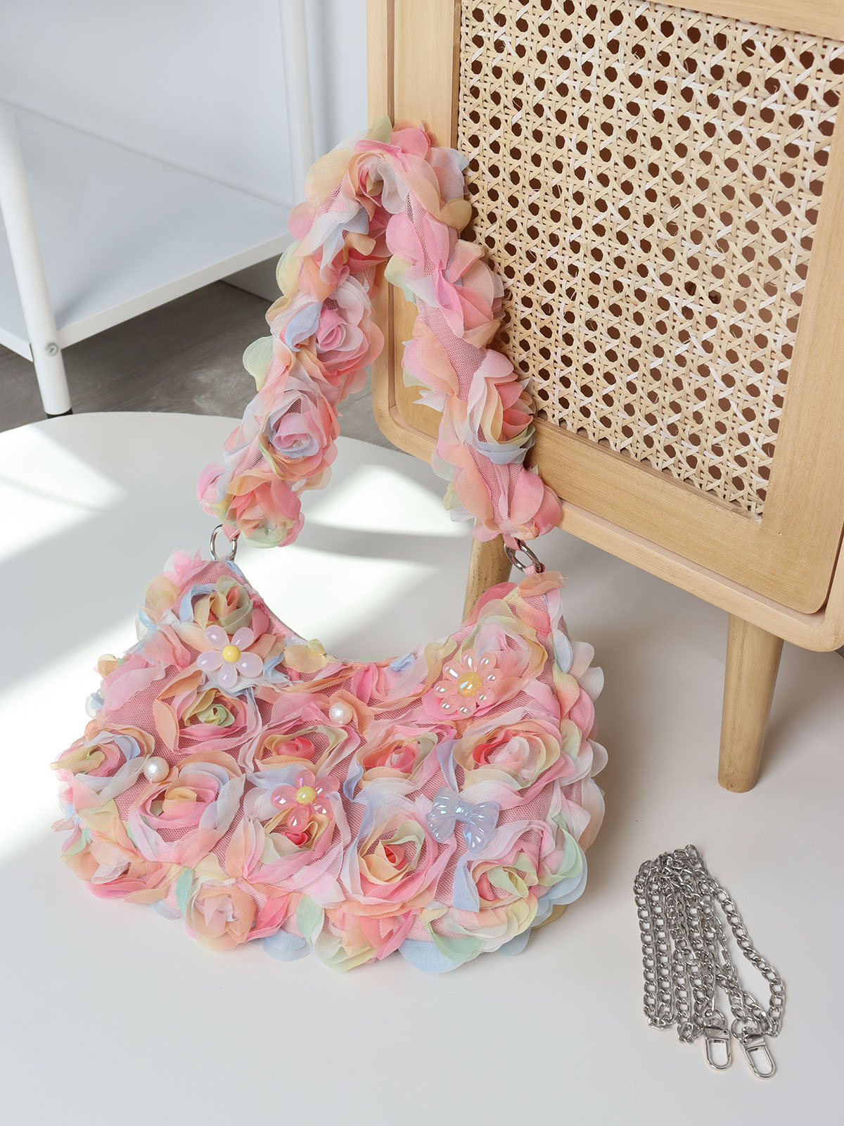 Lace Flower Underarm Bag - Pink Fairy Romantic Crossbody Bag for Spring/Summer, Sweet Girl Aesthetic, Niche Design Lace Flower Underarm Bag - Pink Fairy Romantic Crossbody Bag for Spring/Summer, Sweet Girl Aesthetic, Niche Design