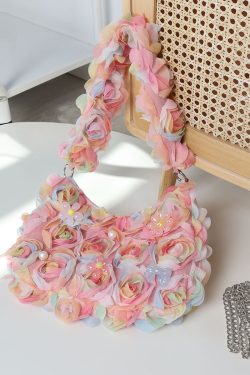 Lace Flower Underarm Bag - Pink Fairy Romantic Crossbody Bag for Spring/Summer, Sweet Girl Aesthetic, Niche Design