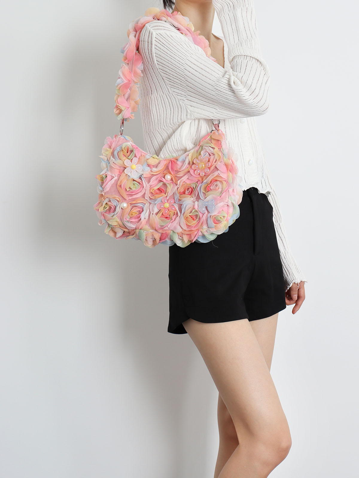 Lace Flower Underarm Bag - Pink Fairy Romantic Crossbody Bag for Spring/Summer, Sweet Girl Aesthetic, Niche Design Lace Flower Underarm Bag - Pink Fairy Romantic Crossbody Bag for Spring/Summer, Sweet Girl Aesthetic, Niche Design