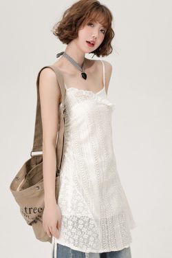 Lace Hollow-Out Camisole Dress for Women - Summer Layered Loose Slimming Dress, Girly Style, Niche Fashion, Y2K Trend
