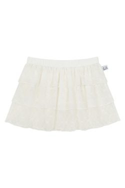 Lace Jacquard Bow Short Layered Petticoat Skirt - Three-Tiered Puff A-Line Dress for 90s Y2K Inspired Fashion