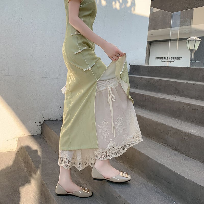 Lace Leggings with Anti-Exposure Lining, Cotton-Linen Wide-Leg Pants for Women, Layered Style for Hanfu and Qipao, Trendy Fashion Essential Lace Leggings with Anti-Exposure Lining, Cotton-Linen Wide-Leg Pants for Women, Layered Style for Hanfu and Qipao, Trendy Fashion Essential