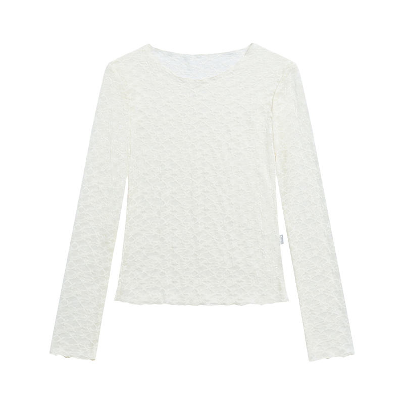 Lace Mesh Long Sleeve Versatile Layering Tee - Trendy Base Shirt for 90s and Y2K Fashion Styles Lace Mesh Long Sleeve Versatile Layering Tee - Trendy Base Shirt for 90s and Y2K Fashion Styles
