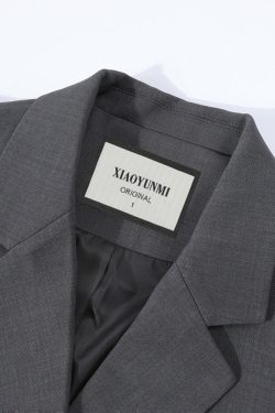 Lace Spliced Suit Jacket for Women - Spring 2025 Gray Blazer, Trendy 90s-Inspired Style for a Chic Look