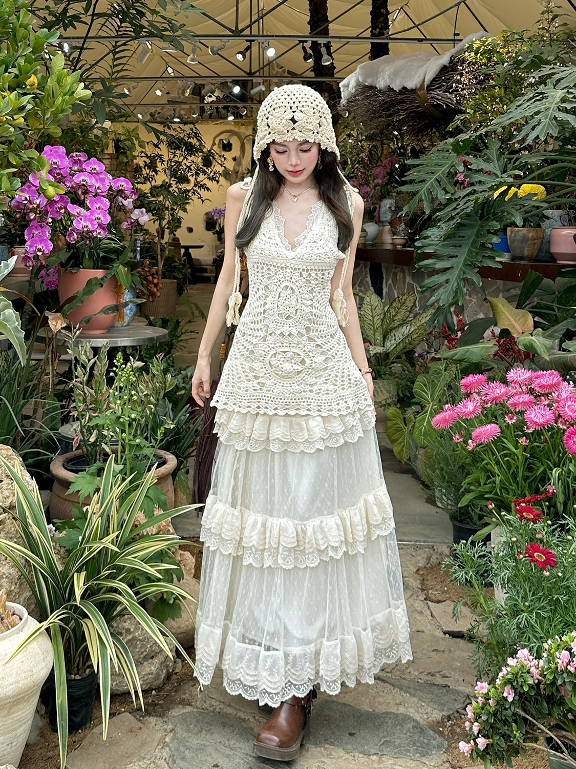 Lace Strap Knitted Hollow Vest Cover-Up with High-Waisted Lace Cake Skirt for Layering - Y2K Style Outerwear Lace Strap Knitted Hollow Vest Cover-Up with High-Waisted Lace Cake Skirt for Layering - Y2K Style Outerwear