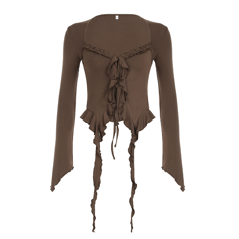 Lace-Trimmed Flowing Cardigan Top for Women - Vintage-Inspired Bell Sleeve Design, Niche Style, Bohemian Fashion Lace-Trimmed Flowing Cardigan Top for Women - Vintage-Inspired Bell Sleeve Design, Niche Style, Bohemian Fashion