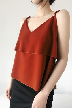 Lace-Trimmed Sleeveless Camisole Top - Versatile Summer V-Neck Blouse for Beach Vacation - Loose Fit, Trendy Style