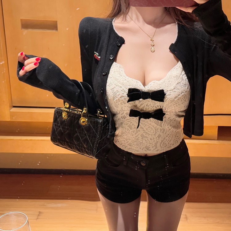 Lace Vest Camisole Top - Slim Fit, Built-In Chest Pad, Pure Desire Style, Perfect for 90s and Y2K Fashion Lace Vest Camisole Top - Slim Fit, Built-In Chest Pad, Pure Desire Style, Perfect for 90s and Y2K Fashion