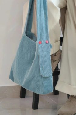 Lake Blue Corduroy Tote Bag - Large Capacity Crossbody Shoulder Bag for Commuters, Trendy Solid Color 2025 Design