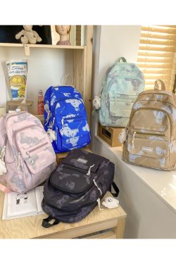 Large Capacity Bear Print Student Backpack for Girls, Sweet Ins Laptop Bag for Women, Trendy Korean Style Fashion