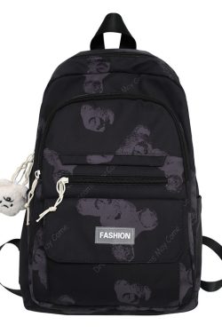 Large Capacity Bear Print Student Backpack for Girls, Sweet Ins Laptop Bag for Women, Trendy Korean Style Fashion