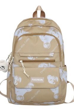 Large Capacity Bear Print Student Backpack for Girls, Sweet Ins Laptop Bag for Women, Trendy Korean Style Fashion