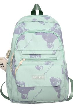 Large Capacity Bear Print Student Backpack for Girls, Sweet Ins Laptop Bag for Women, Trendy Korean Style Fashion