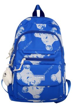 Large Capacity Bear Print Student Backpack for Girls, Sweet Ins Laptop Bag for Women, Trendy Korean Style Fashion