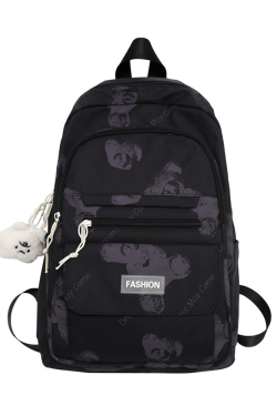 Large Capacity Bear Print Student Backpack for Girls, Sweet Ins Laptop Bag for Women, Trendy Korean Style Fashion