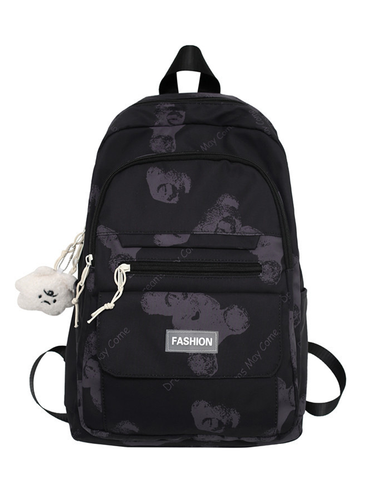Large Capacity Bear Print Student Backpack for Girls, Sweet Ins Laptop Bag for Women, Trendy Korean Style Fashion Large Capacity Bear Print Student Backpack for Girls, Sweet Ins Laptop Bag for Women, Trendy Korean Style Fashion