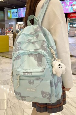 Large Capacity Bear Print Student Backpack for Girls, Sweet Ins Laptop Bag for Women, Trendy Korean Style Fashion