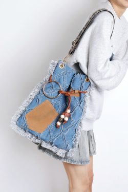 Large Capacity Bohemian Tassel Denim Bag - Ethnic Style Backpack, Crossbody & Shoulder Bag for Commuting & Travel