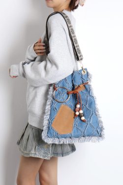 Large Capacity Bohemian Tassel Denim Bag - Ethnic Style Backpack, Crossbody & Shoulder Bag for Commuting & Travel