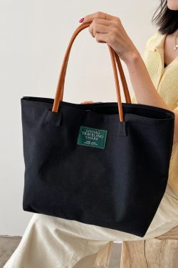 Large Capacity Canvas Tote Bag for Women - Minimalist Single-Shoulder Commuter Bag, Retro Style for College Students