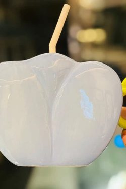 Large Capacity Ceramic Mug with Lid and Straw - Cute Summer Drinkware for Water, Coffee, and Iced Beverages