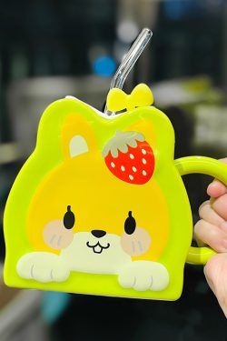 Large Capacity Ceramic Mug with Lid and Straw - Cute Summer Drinkware for Water, Coffee, and Iced Beverages