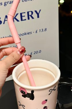 Large Capacity Ceramic Mug with Lid and Straw - Cute Summer Drinkware for Water, Coffee, and Iced Beverages