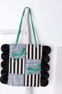 Large Capacity Color-Block Floral Shoulder Bag with Bow - 2024 Autumn/Winter Trendy Tote for Chic Style