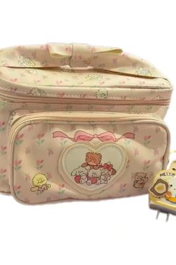 Large Capacity Cute Animal Print Cosmetic Bag - 2024 Storage Handbag for Makeup & Essentials, Trendy Square Design