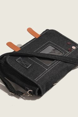 Large Capacity Denim Crossbody Bag - Casual Japanese Style Shoulder Bag for Students and Work