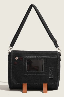 Large Capacity Denim Crossbody Bag - Casual Japanese Style Shoulder Bag for Students and Work