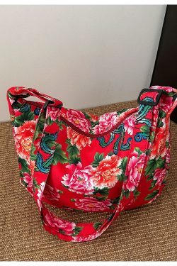 Large Capacity Floral Canvas Shoulder Bag for Women - Versatile Crossbody Dumpling Bag, 2025 Summer Style