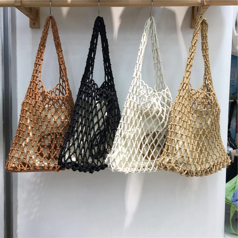 Large Capacity Handmade Woven Fishing Net Tote Bag - Korean Instagram Style Spring/Summer Shoulder Bag for Women Large Capacity Handmade Woven Fishing Net Tote Bag - Korean Instagram Style Spring/Summer Shoulder Bag for Women
